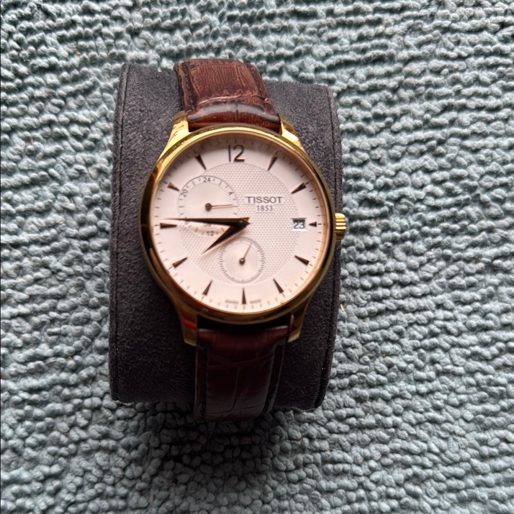 Tissot Gold Case with Brown Strap Watch